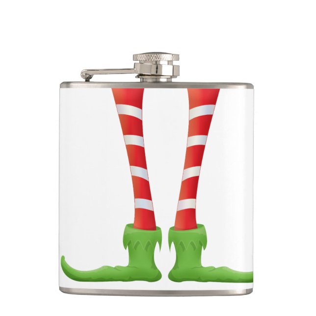 Cute Christmas Elf Fun Bar Drinking Gift Flask (Front)