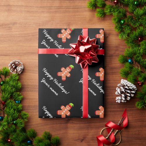 Cute Christmas elf gingerbread man personalized Wrapping Paper