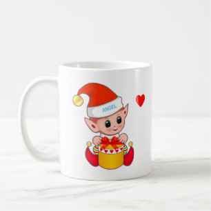 Cute Christmas elf & heart Coffee Mug
