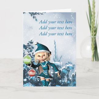 Cute Christmas Elf Holiday Card