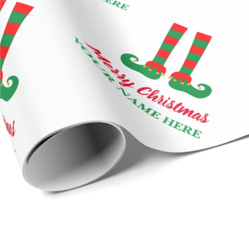 Cute Christmas elf Holiday gift wrapping paper