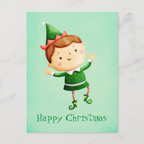 Cute Christmas Elf Holiday Postcard