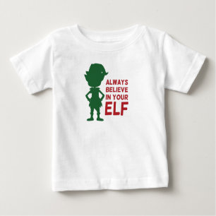 Cute Christmas Elf Holiday Themed Funny Pun Baby T-Shirt