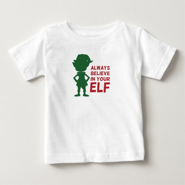 Cute Christmas Elf Holiday Themed Funny Pun Baby T-Shirt (Front)
