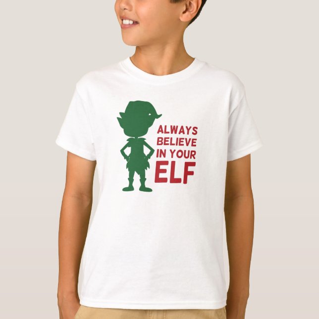 Cute Christmas Elf Holiday Themed Funny Pun T-Shirt (Front)