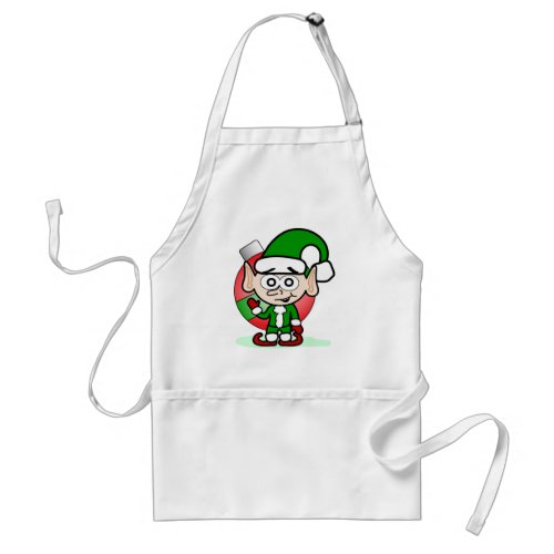 Cute Christmas Elf Holiday Whimsical Cartoon  Adult Apron