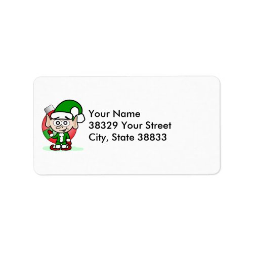 Cute Christmas Elf Holiday Whimsical Cartoon  Label