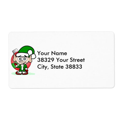 Cute Christmas Elf Holiday Whimsical Cartoon  Label