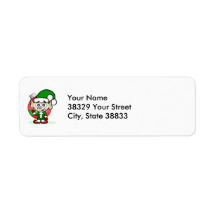 Cute Christmas Elf Holiday Whimsical Cartoon Label