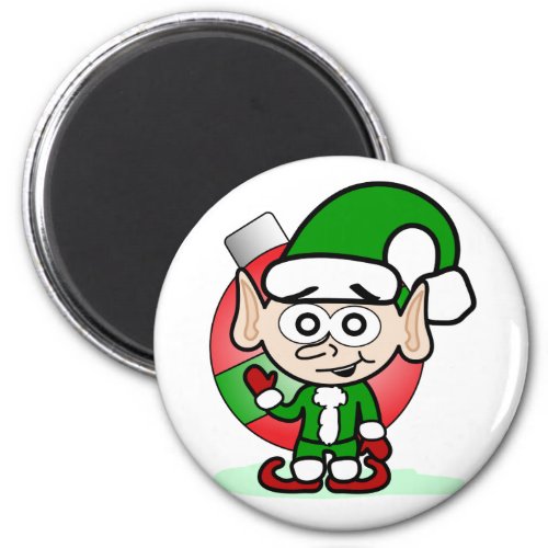 Cute Christmas Elf Holiday Whimsical Cartoon  Magnet