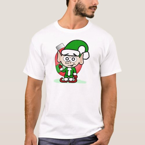 Cute Christmas Elf Holiday Whimsical Cartoon  T_Shirt