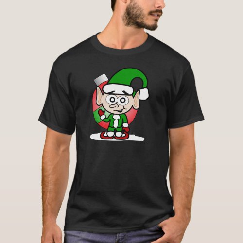 Cute Christmas Elf Holiday Whimsical Cartoon  T_Shirt