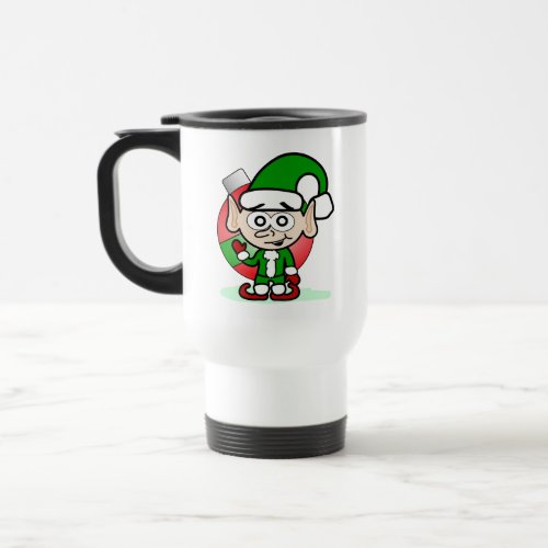 Cute Christmas Elf Holiday Whimsical Cartoon  Travel Mug