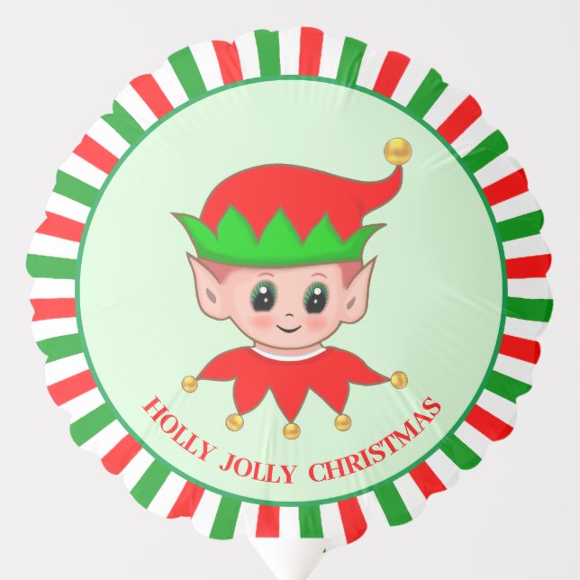 Cute Christmas elf & jingle bells Balloon (Front)