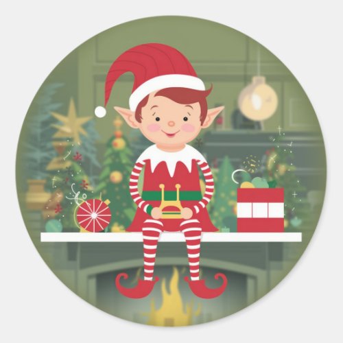 Cute Christmas Elf On Shelf Sticker