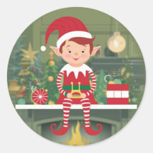 Cute Christmas Elf On Shelf Sticker