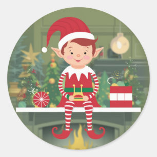 Cute Christmas Elf On Shelf Sticker