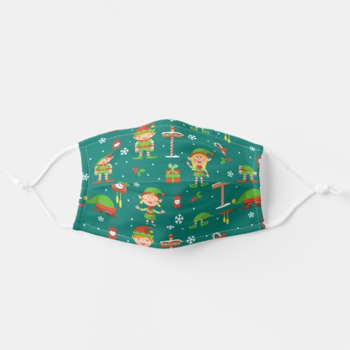 Cute Christmas Elf Pattern Adult Cloth Face Mask