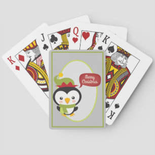 Cute Christmas Elf Penguin Poker Cards