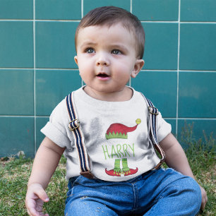 Cute Christmas Elf Personalized  Baby T-Shirt