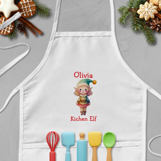 Cute Christmas Elf Personalized Kids' Apron (Creator Uploaded)