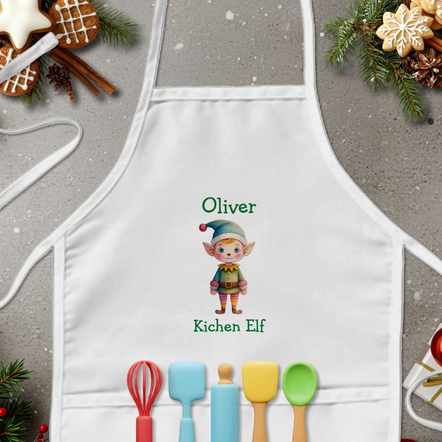 Cute Christmas Elf Personalized Kids' Apron (Creator Uploaded)