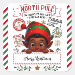 Cute Christmas Elf Special Delivery From Santa Square Sticker