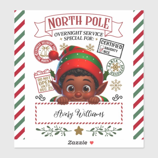 Cute Christmas Elf Special Delivery From Santa Sticker (Sheet)