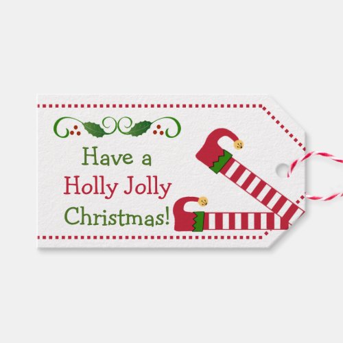 Cute Christmas Elf Stockings Gift Tags