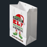 Cute Christmas "Elf Watching" Holiday Gift Bag<br><div class="desc">Make your wrapping easy this year with a cute and colorful "Elf Watching" holiday gift bag. Choose from several different sizes and be sure to customize the back.</div>