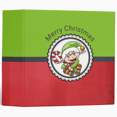 Cute Christmas Elf with Candy Cane Binder