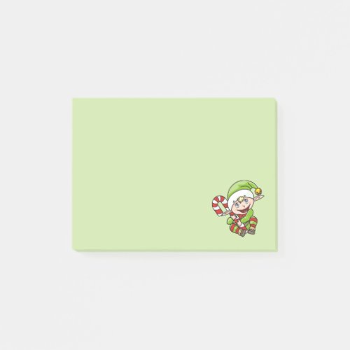 Cute Christmas Elf with Candy Cane Post_it Notes