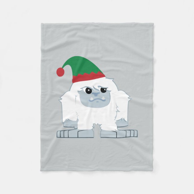 Cute Christmas Elf Yeti Fleece Blanket (Front)