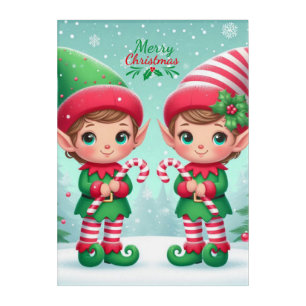Cute Christmas elves Acrylic Print