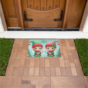 Cute Christmas elves  Doormat