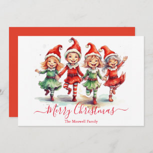 Cute Christmas elves  Holiday Card