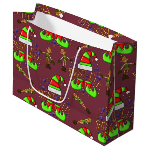 Cute Christmas Elves Large Gift Bag