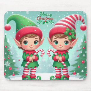 Cute Christmas elves Mouse Pad