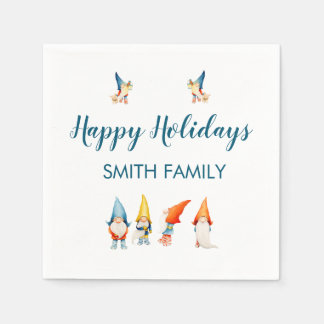 Cute Christmas Elves Paper Napkins