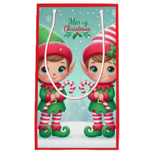 Cute Christmas elves  Small Gift Bag