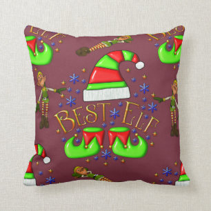 Cute Christmas Elves Throw Pillow