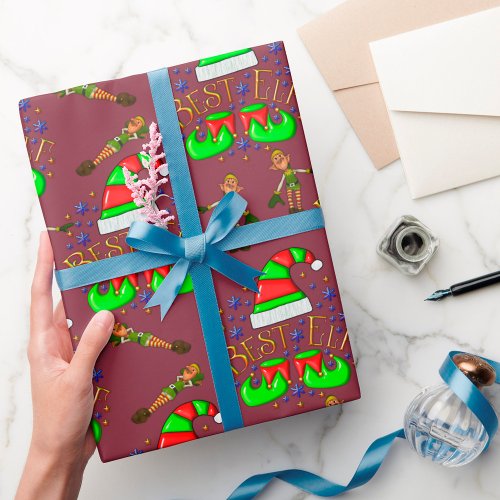 Cute Christmas Elves Wrapping Paper
