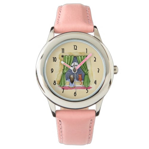 Cute Christmas Eve Child  Kitty Cat Watercolor Watch