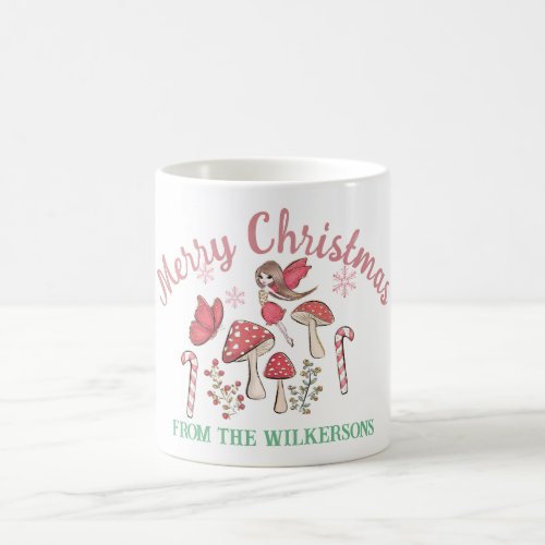 Cute Christmas Fairy and Mushrooms Coffee Mug