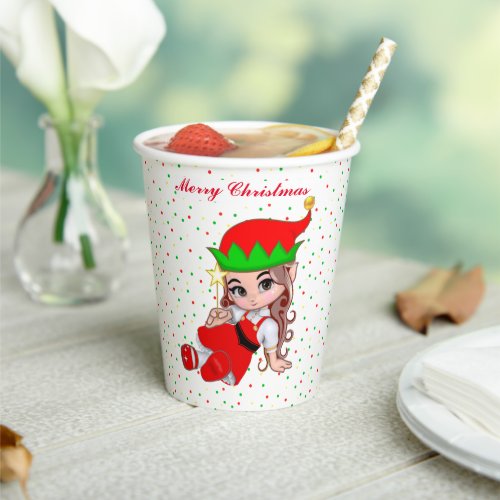 Cute Christmas Fairy Elf  Confetti Paper Cups