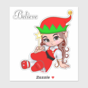 Cute Christmas Fairy Elf Sticker