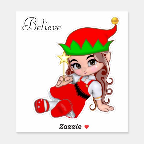 Cute Christmas Fairy Elf Sticker