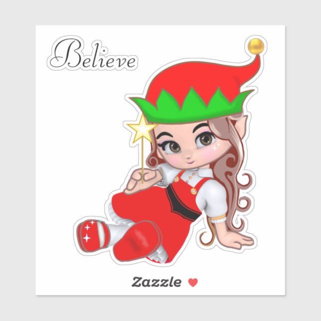 Cute Christmas Fairy Elf Sticker (Sheet)