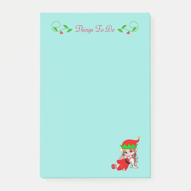 Cute Christmas Fairy Elf Things To Do Note (Front)