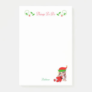 Cute Christmas Fairy Elf Things To Do Post-it Note